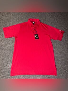 NWT FootJoy Solid Lisle TF Polo-Crimson-Texas Wounded Warrior-Men’s Size-L